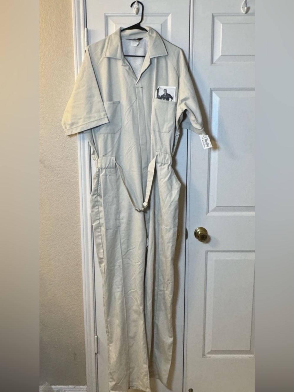 VTG Para Suit Coverall Men's Short-Sleeve Belted 46 Long Solid Khaki - NWT